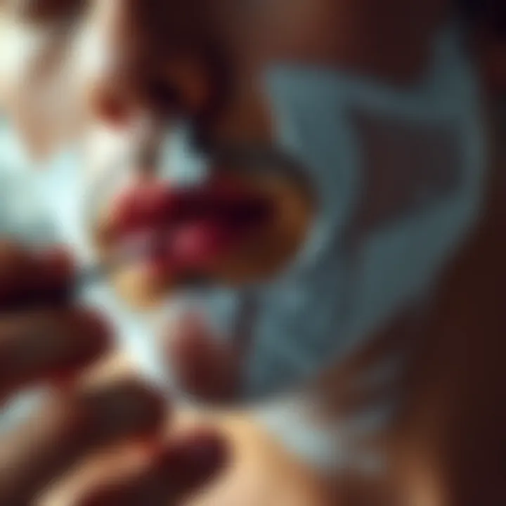 A visual guide depicting proper shaving technique on skin