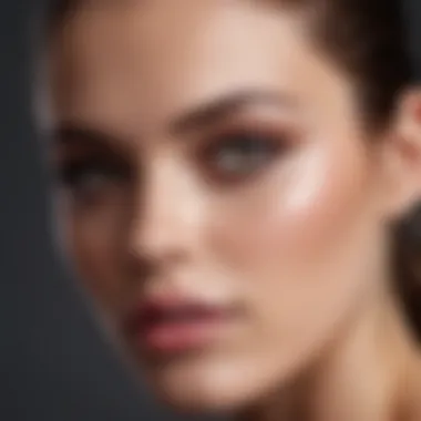 Close-up of a model displaying flawless skin and perfect makeup