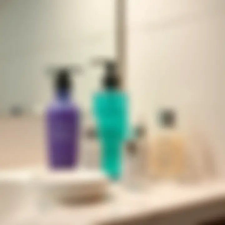 Gentle cleansing products arranged on a bathroom counter